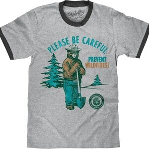 TEE LUV Smokey Bear T-Shirt - Retro Smokey Prevent Wildfires Ringer Shirt L